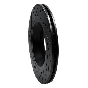 Audi S4 Brake Rotor (1) - Rear Right - R1 Concepts - Drilled & Slotted - Black - `04-`09